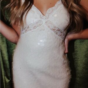 Elegant White Lace Nightgown Loveshackfancy Finta Sequin Mini Dress